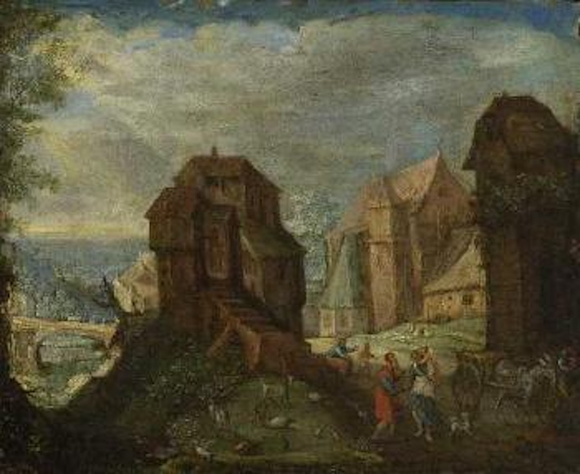 Dorflandschaft mit Figurenstaffage by Anton Mirou
