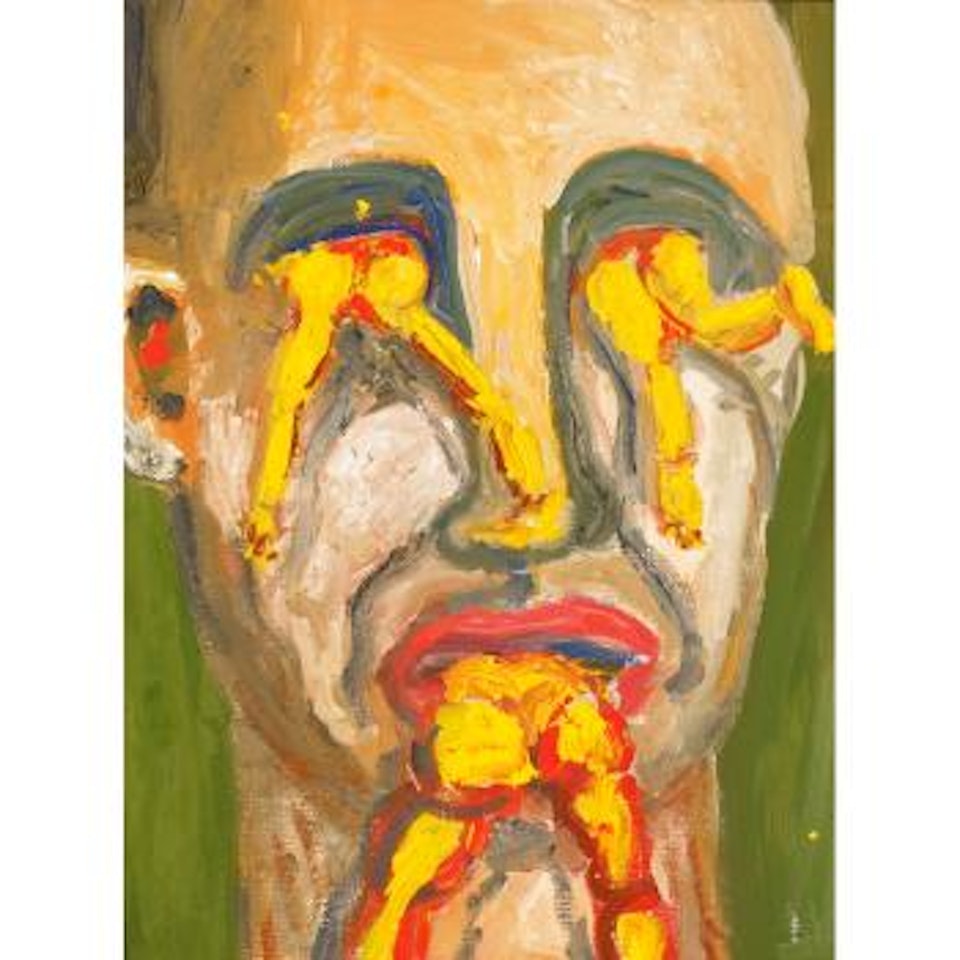Portrait with yellow by George Condo