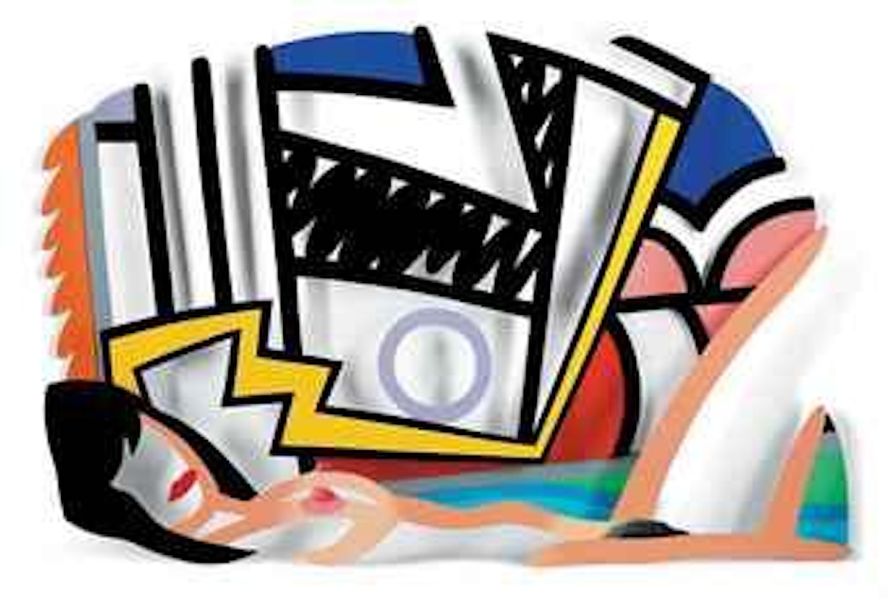 Monica Nude With Lichtenstein (3-D) by Tom Wesselmann