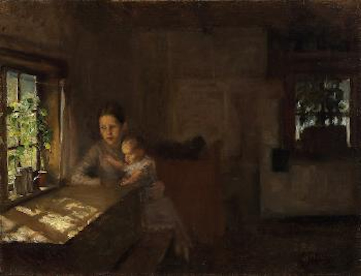 Sisäkuva uusmaalaisesta talonpoikaistuvasta by Albert Edelfelt