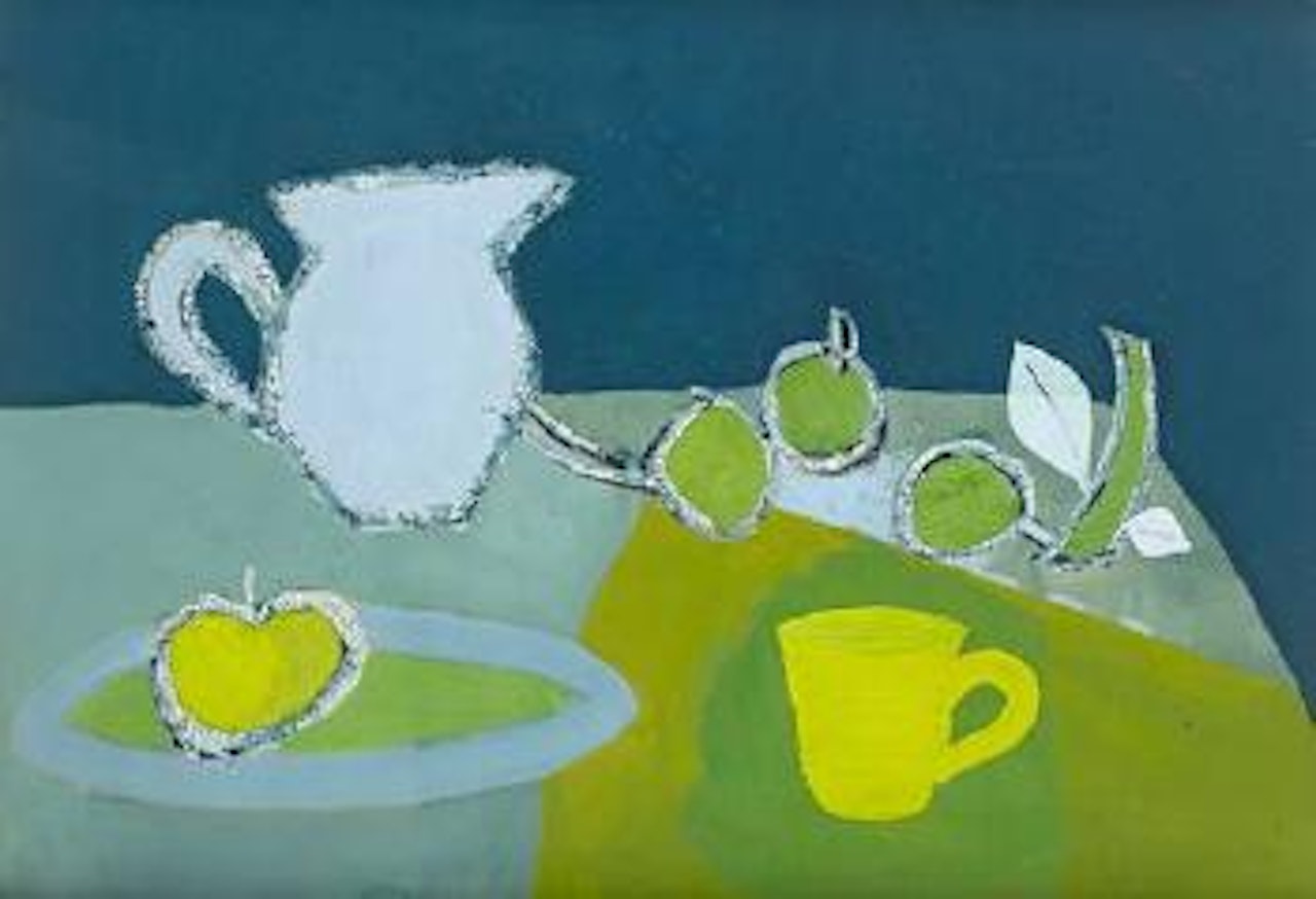 Still life with greengages and yellow cup by Keith Vaughan