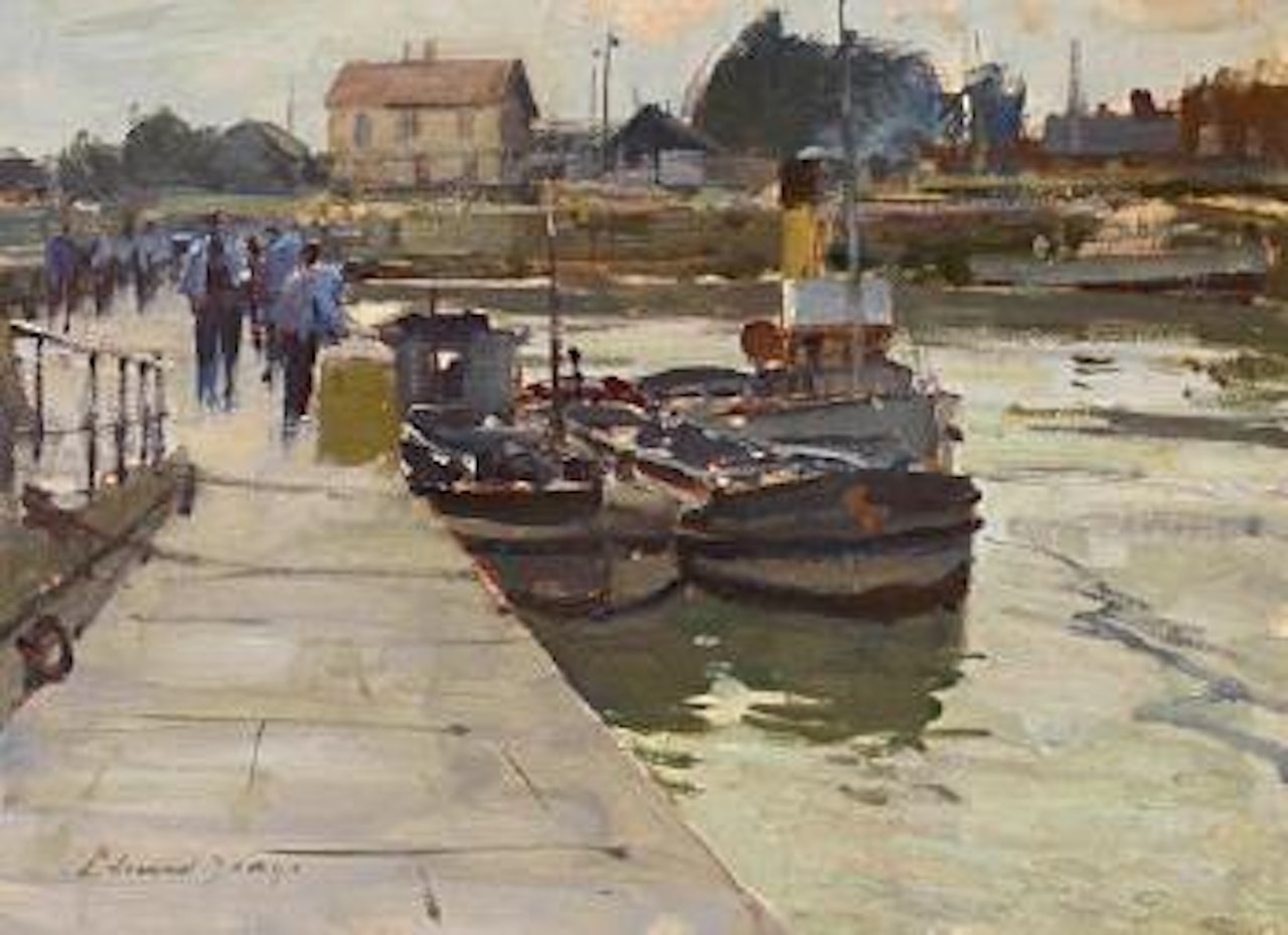 Boats by the quay by Edward Seago