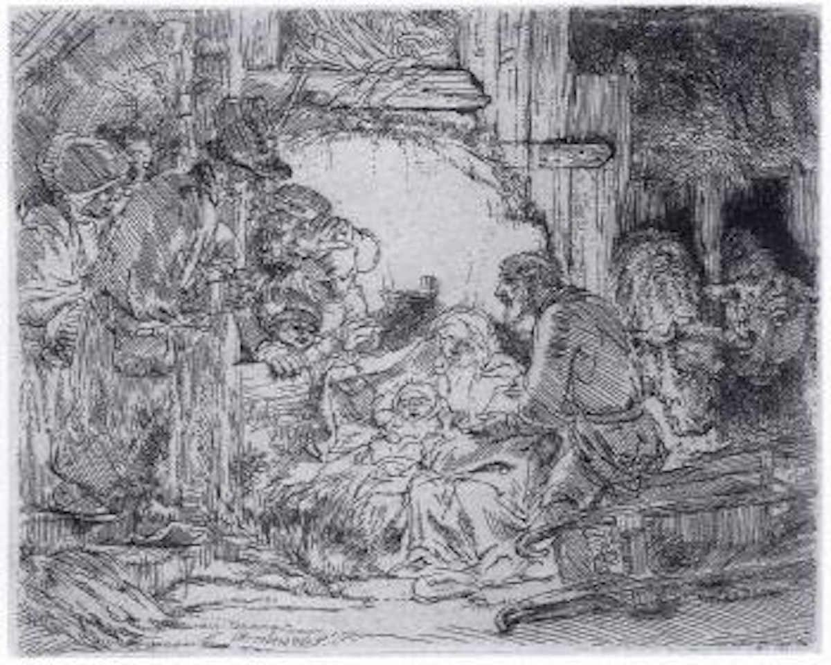 Die Anbetung der Hirten, mit der Lampe by Attributed to Rembrandt Harmensz van Rijn