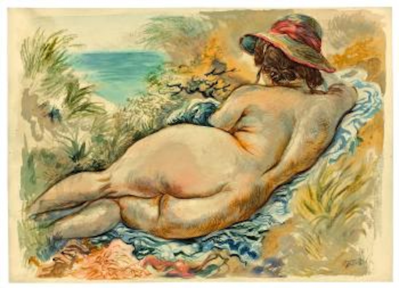 Liegender Rückenakt in den Dünen by George Grosz