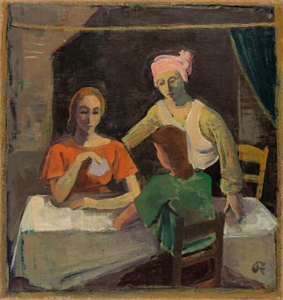 Drei Mädchen am Tisch (Kartenspielerinnen) by Karl Hofer