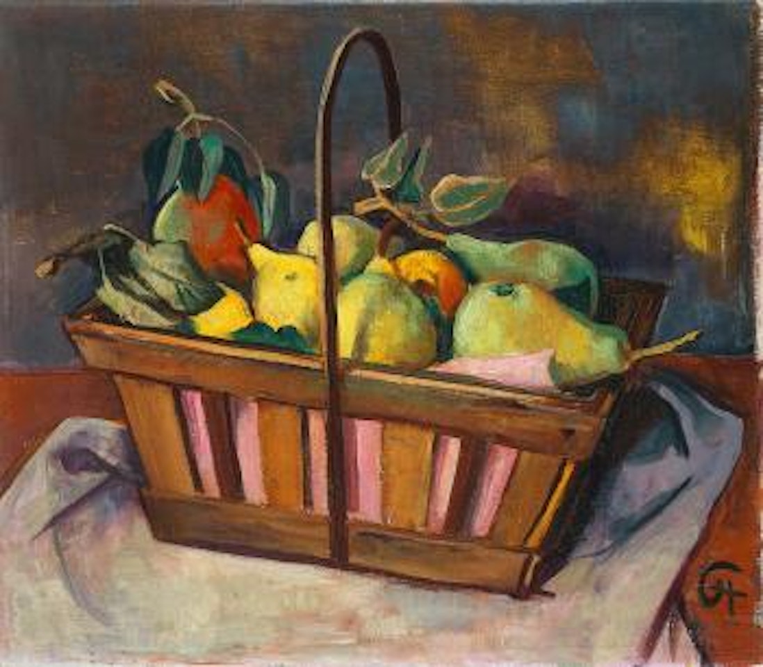 Spankorb mit Birnen by Karl Hofer