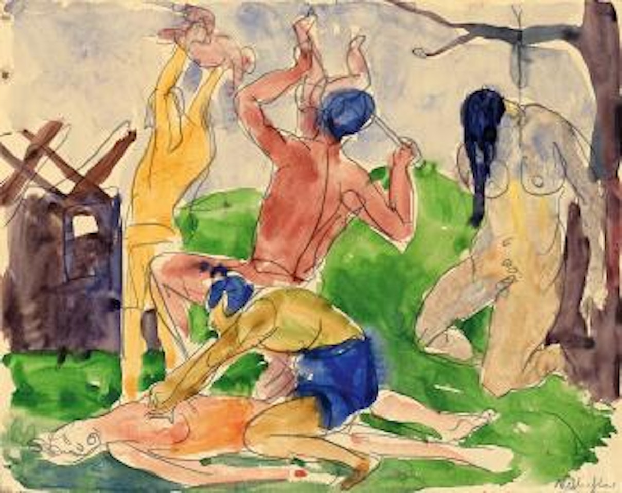 Indianerüberfall, Kindermord. Kampfszene by Rudolf Schlichter
