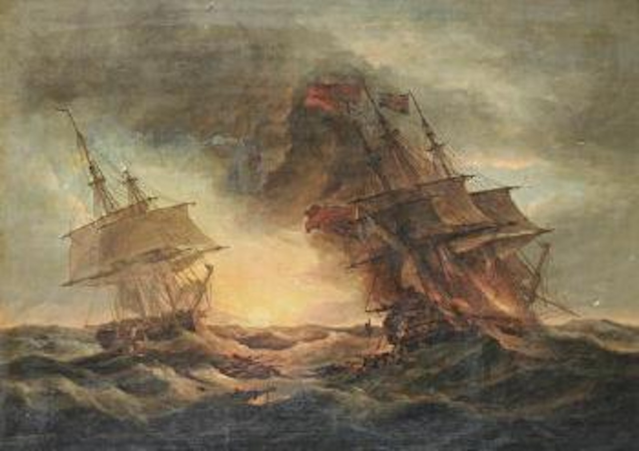 The loss of the East Indiaman Kent, 1st March 1825 - Catching Fire and the Burning Hulk by Thomas Luny