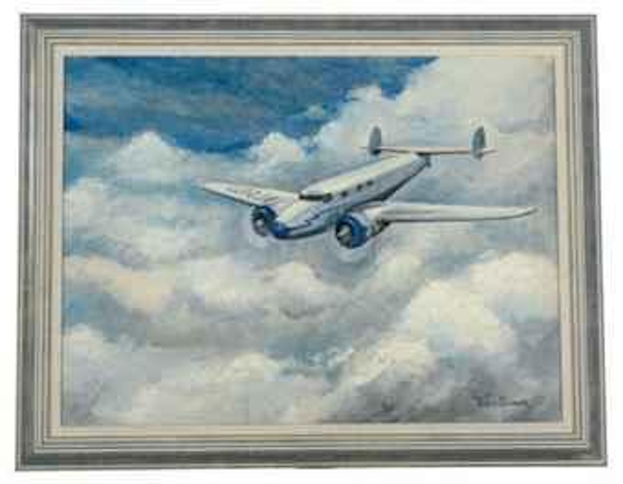 An airplane in the sky by Eric Sloane