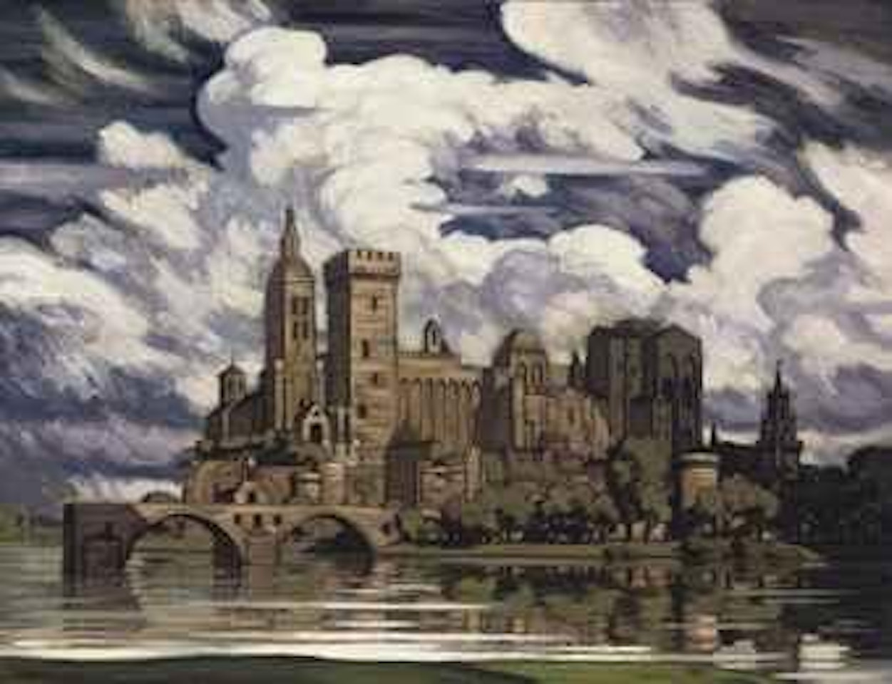 The Palace of the Popes, Avignon, France by Claude-Francis Barry