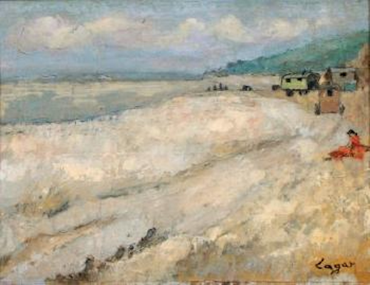 Les roulottes sur la plage de Honfleur by Celso Lagar