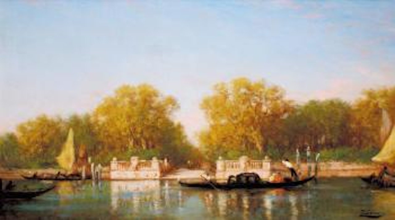Venise, l'Embarcadère à l'entrée du jardin français by Félix Ziem