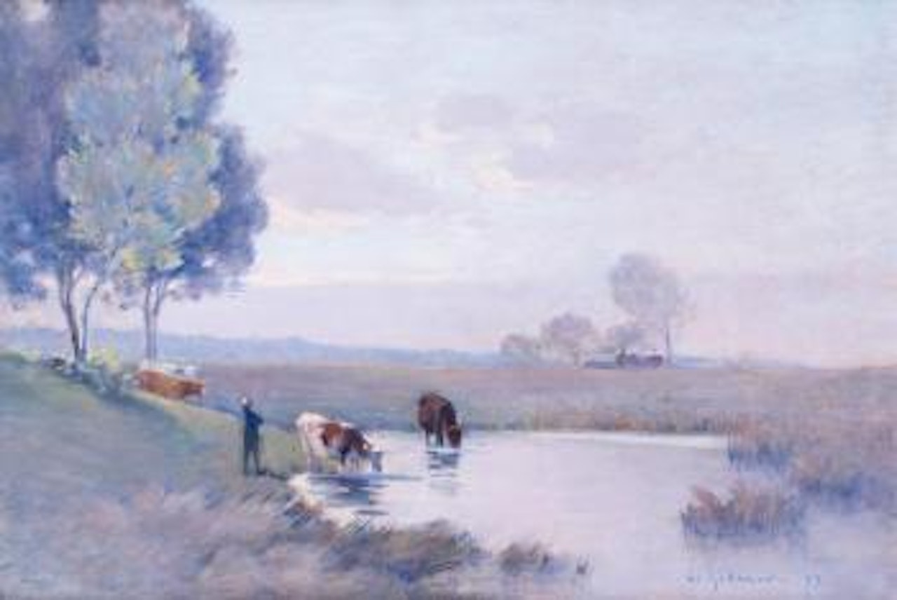 Etaples, le troupeau s'abreuvant by Henri Le Sidaner