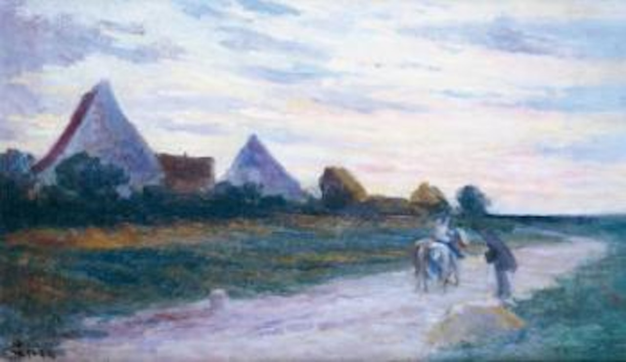 Rencontre sur le chemin au soleil couchant by Maximilien Luce