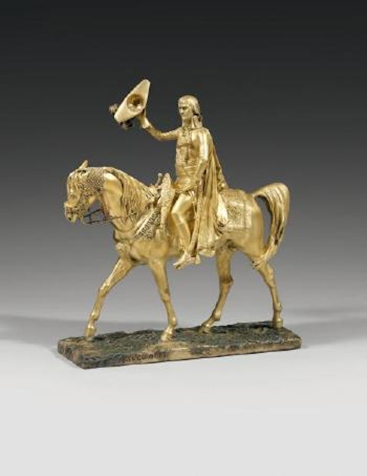 Bonaparte entrant au Caire à cheval, foulant des lauriers sur son passage et saluant avec son chapeau de la main droite by Jean Léon Gérome