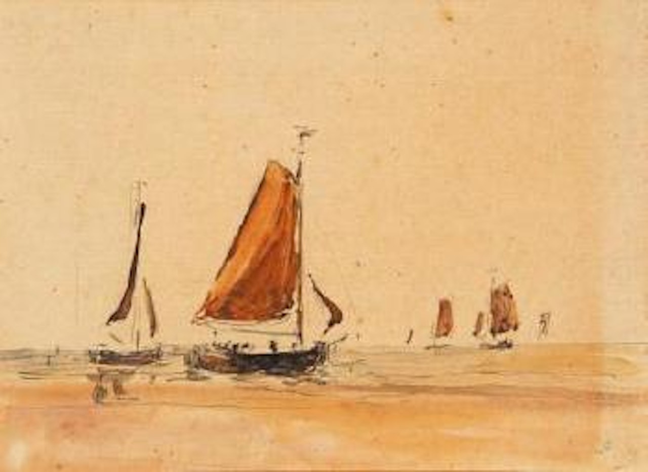 Le départ des barques de pêche by Eugène Boudin