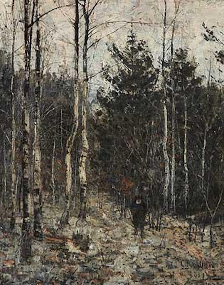 Waldweg im Winter (Winter im Webicht) by Christian Rohlfs