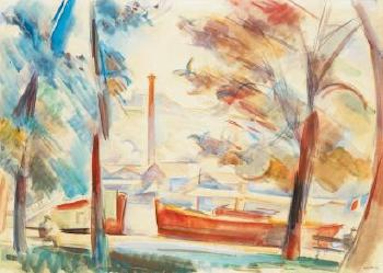 Péniches en bord de rivière by André Lhote