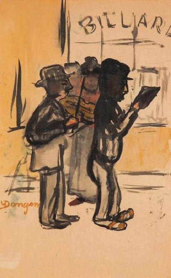 Musiciens des rues devant l'académie de Billard by Kees van Dongen