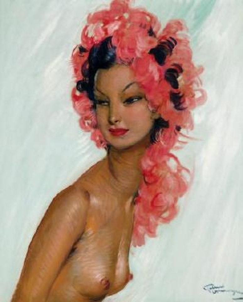 Femme brune, torse nu by Jean Gabriel Domergue