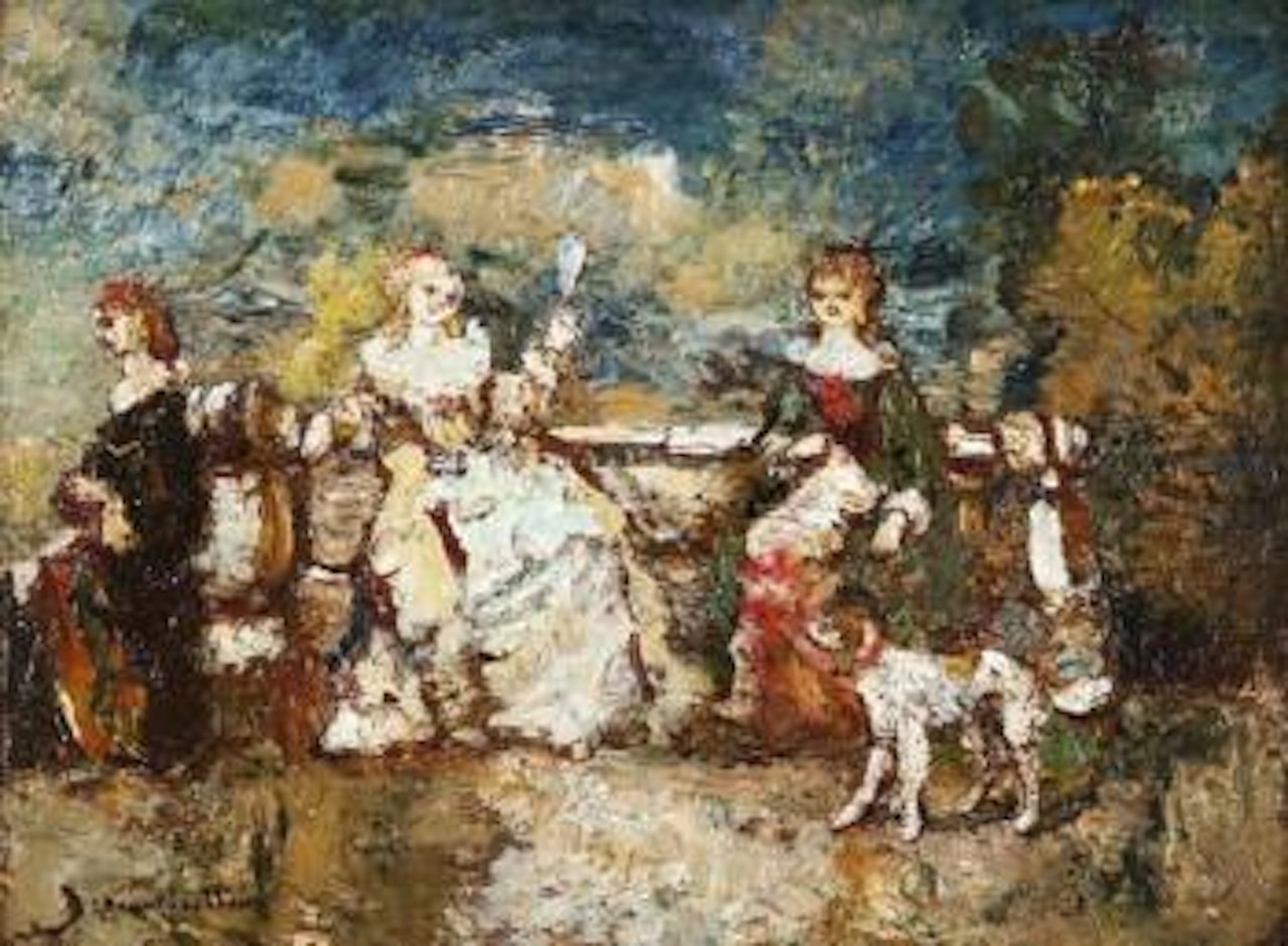 Trois femmes à la fontaine by Adolphe Monticelli