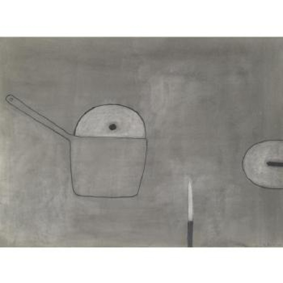 Pan, Knife And Saucer, 1975 by William Scott