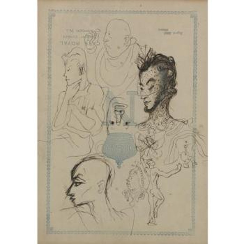 A Sketch From Cafe Royal, A Portrait Of Ruth Ford, A Caricature Of An Artist And A Sketch Of A Seated Man: Four Drawings by Pavel Tchelitchew