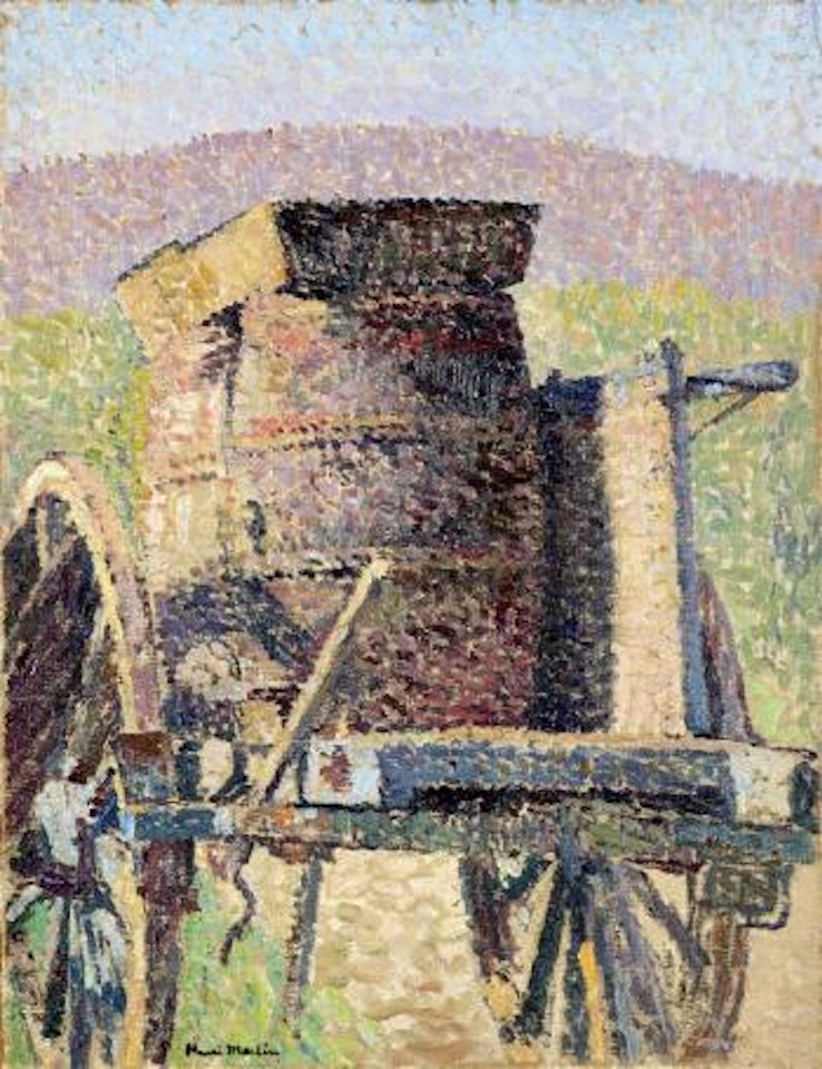 Charrette avec deux tonneaux pour recueillir la vendange by Henri Jean Guillaume Martin