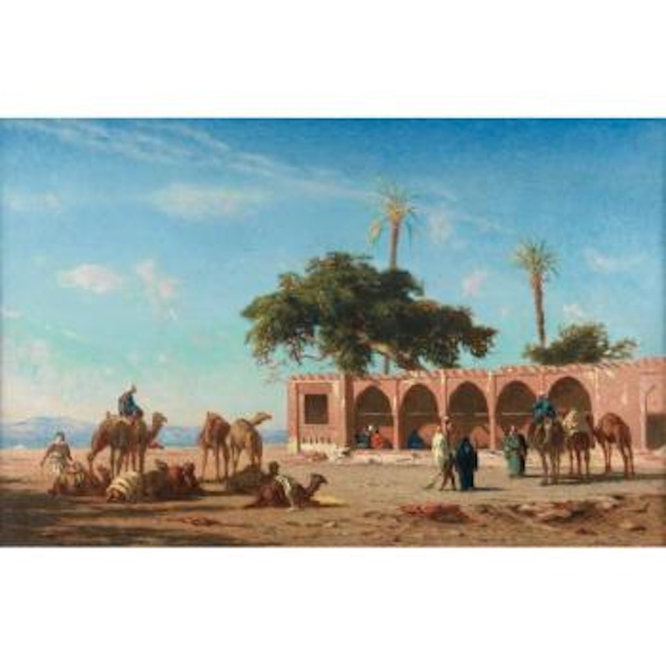 Le Repos De La Caravane À Siout, Egypte by Narcisse Berchere