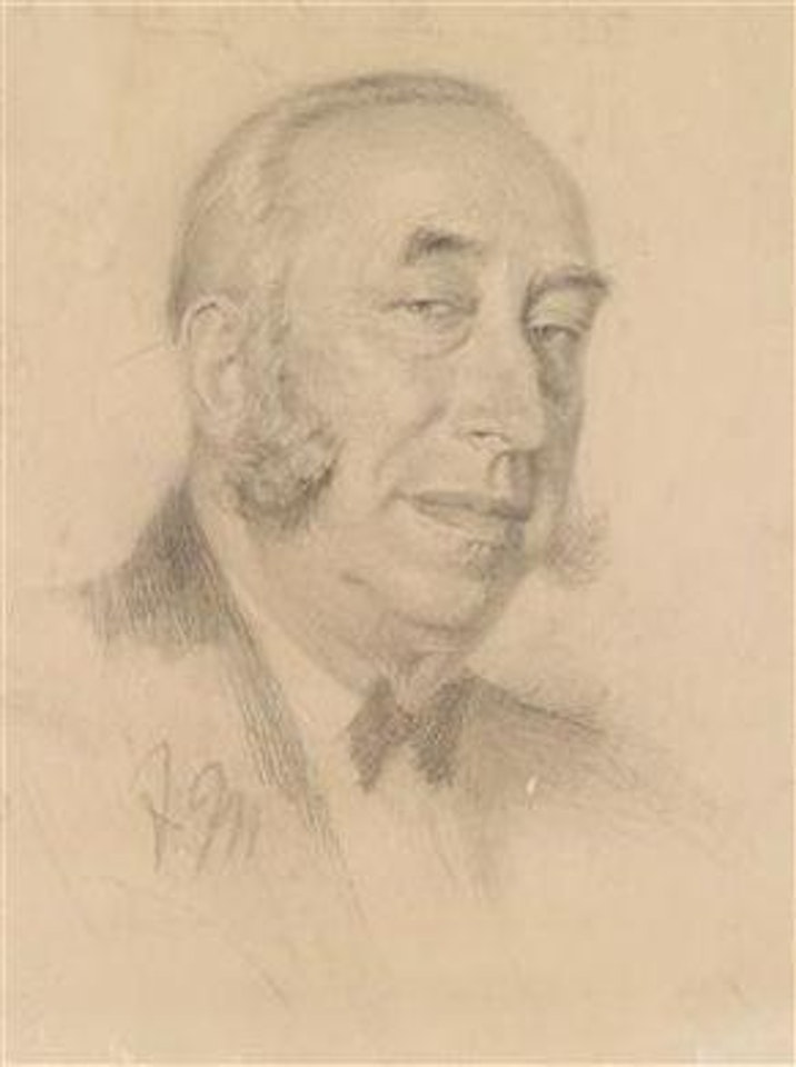 A portrait of a gentleman with whiskers by Adolph Menzel