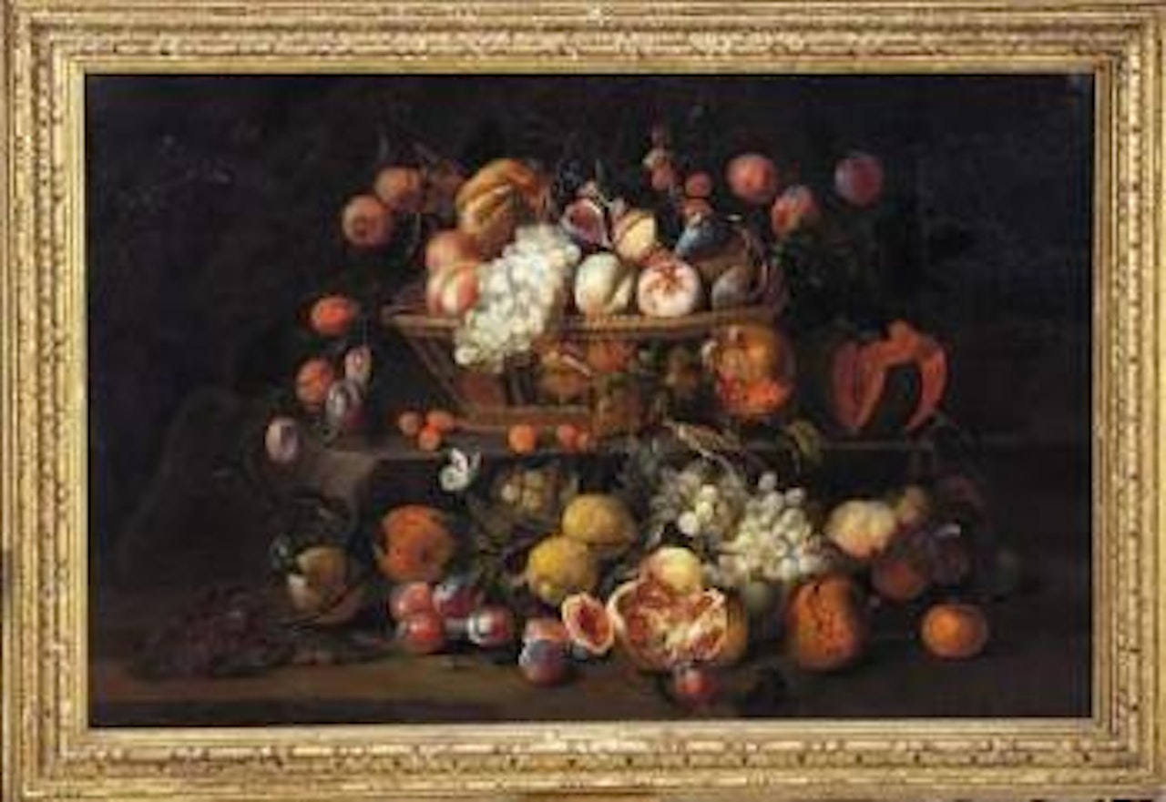 Nature morte aux fruits, papillons et libellules by Abraham Brueghel