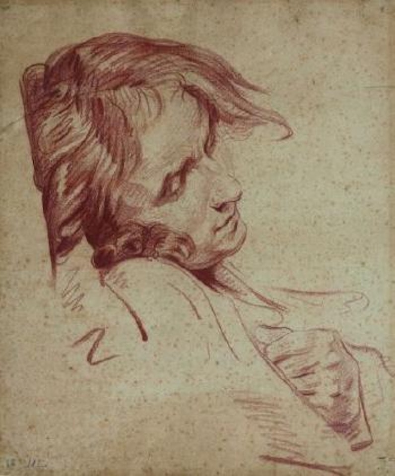 Tête d'homme assoupi by Jean-Baptiste Greuze