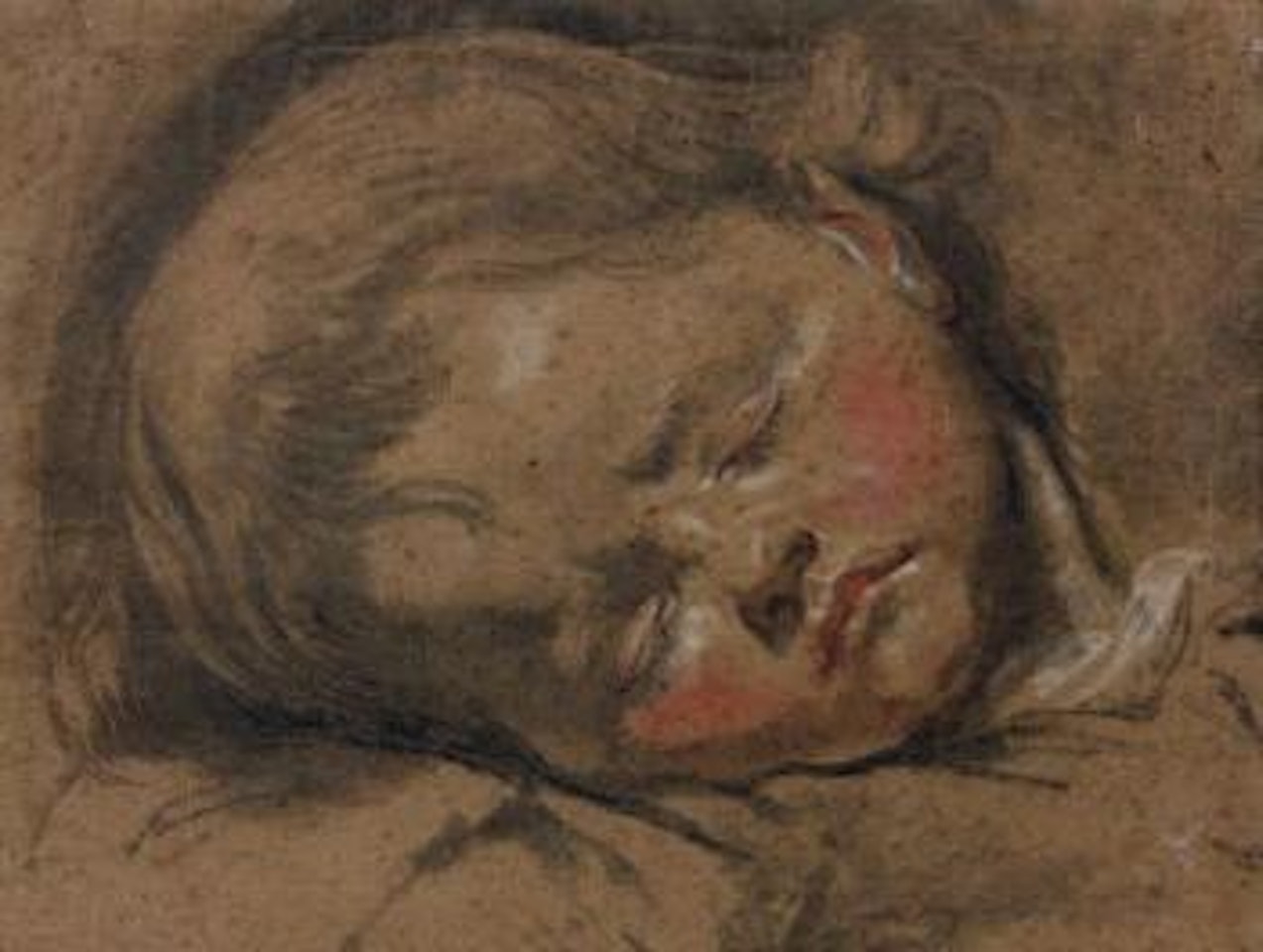 Tête d'enfant endormi by Jean-Baptiste Greuze
