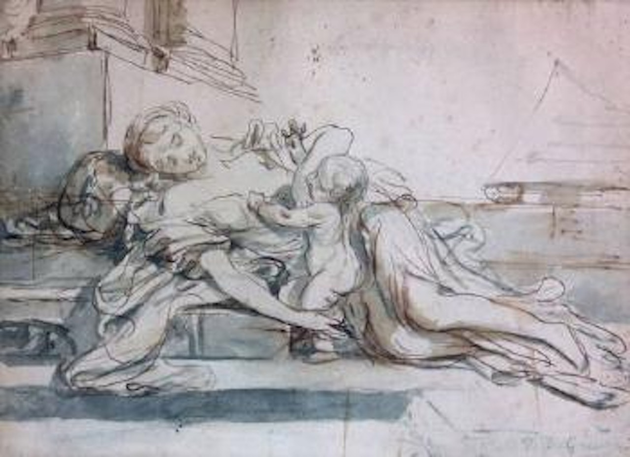 Charité couchée sur les marches d'un temple by Jean-Baptiste Greuze