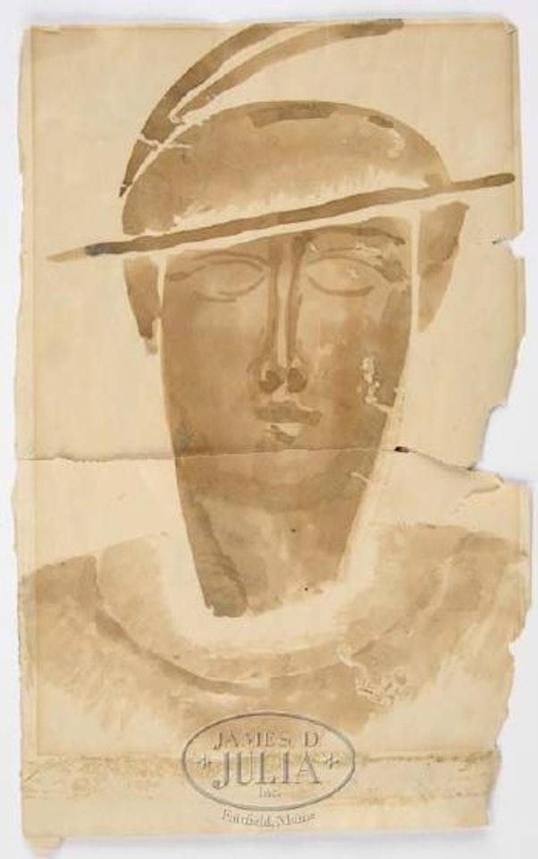 Two watercolor drawings of a man and woman's heads by Elie Nadelman