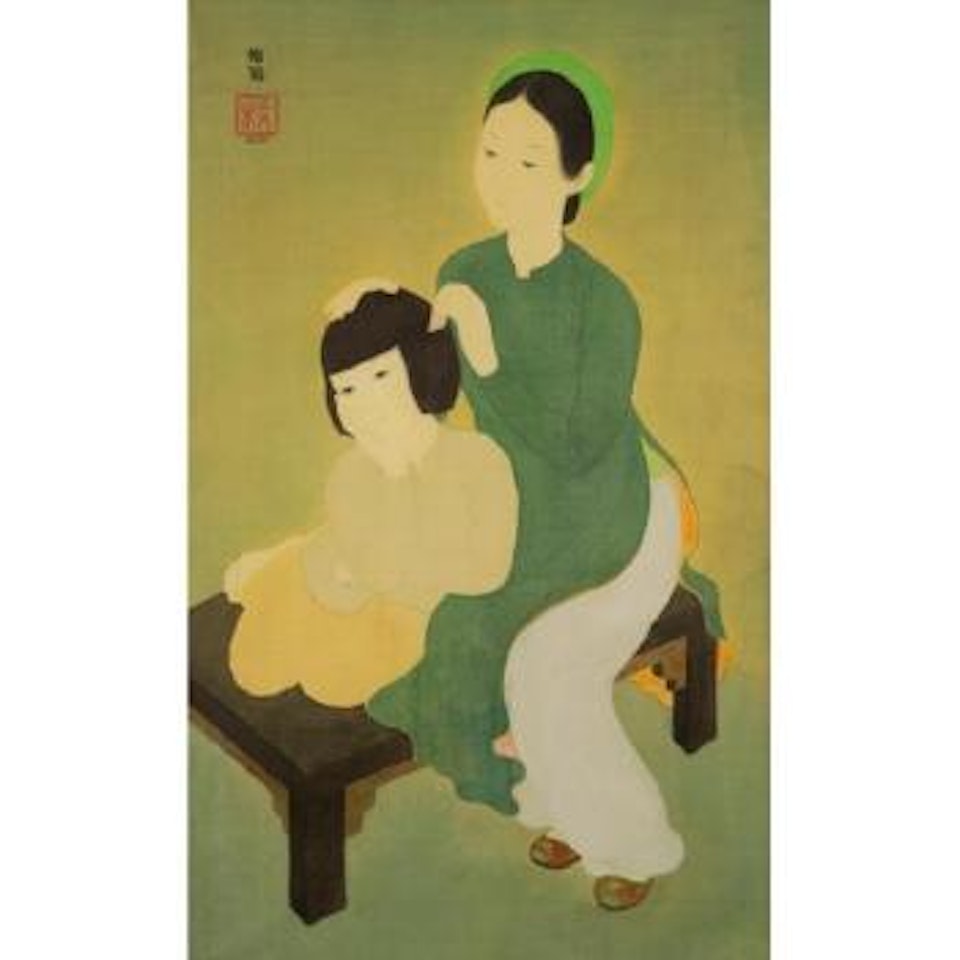 Femme Peignant Son Enfant (Combing Her Daughter's Hair) by Mai Trung Thu