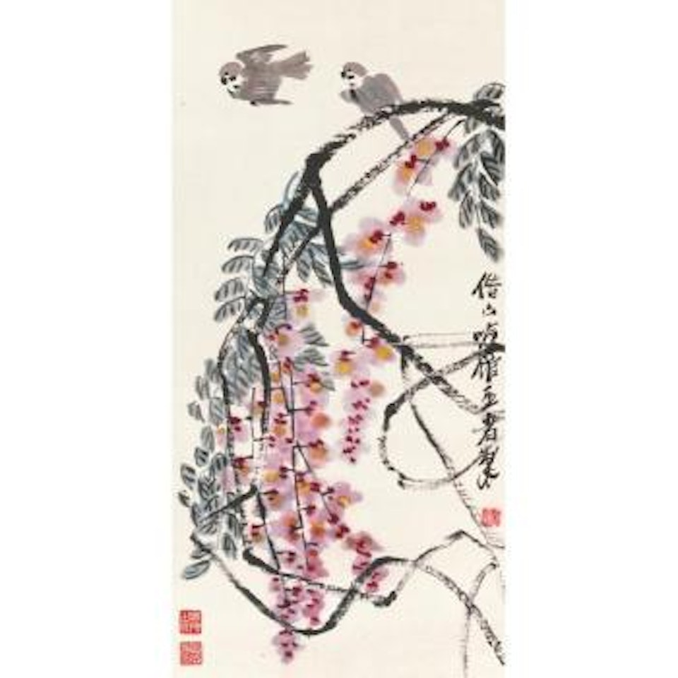 Wisteria And Birds by Qi Baishi