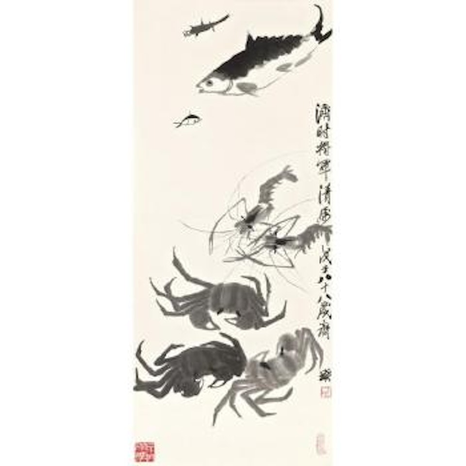 Shrimps, Fish And Crabs by Qi Baishi