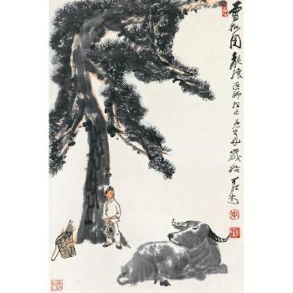 Herding In The Snow by Li Keran