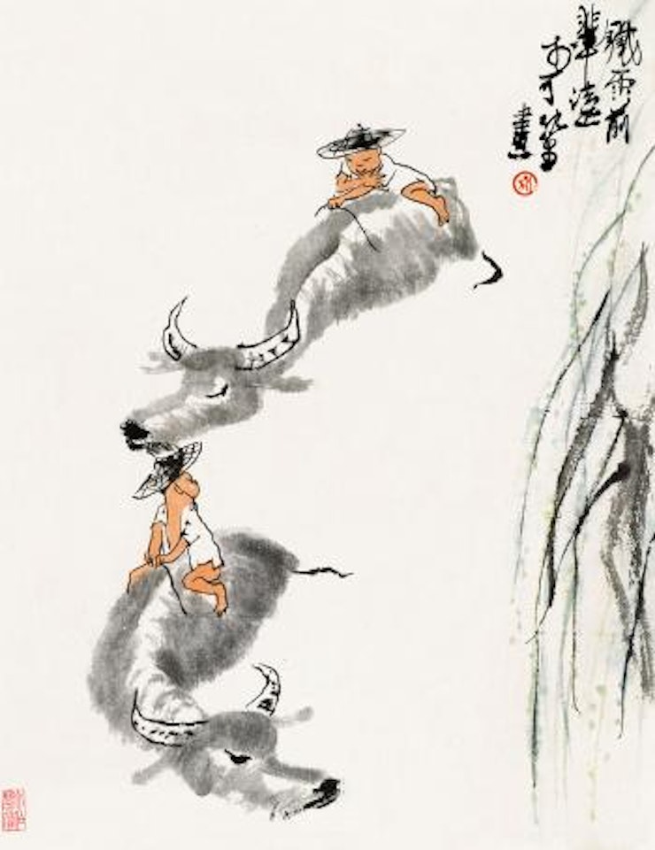Oxherding by Li Keran