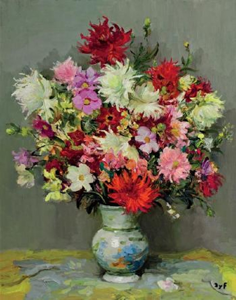 Dahlias et cosmos by Marcel Dyf