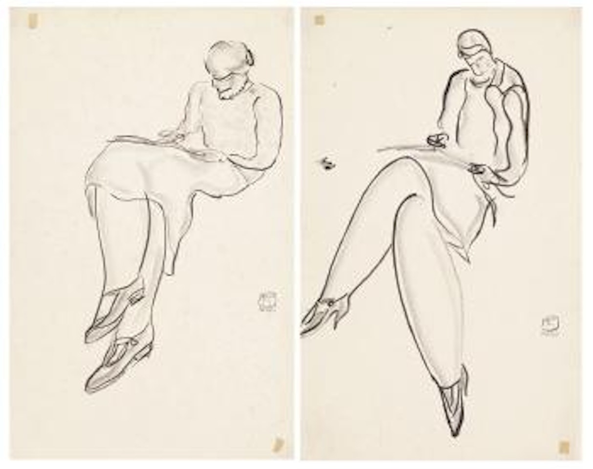 Lady in drawing by Sanyu