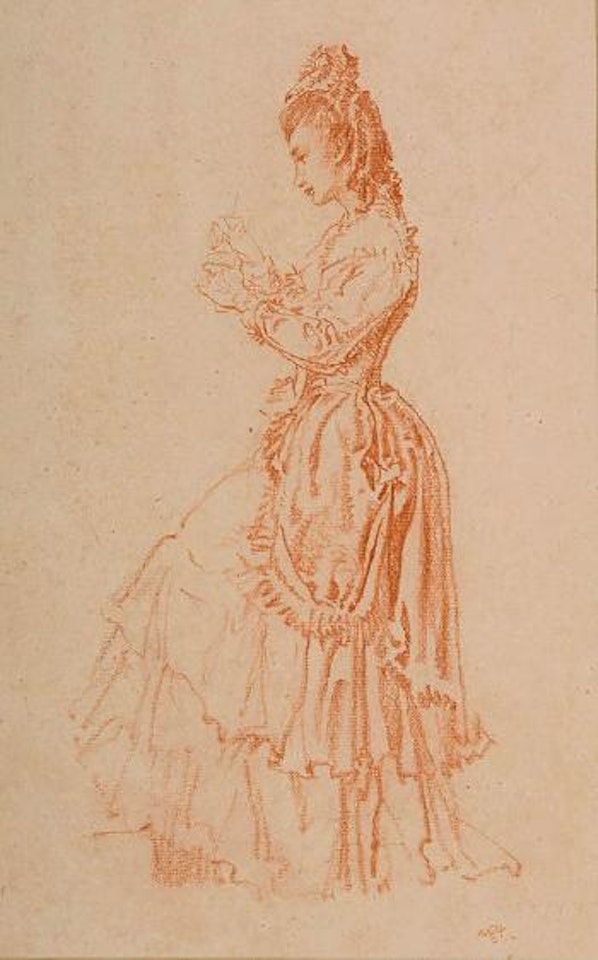 Girl in Spanish dress mantilla by William Russell Flint