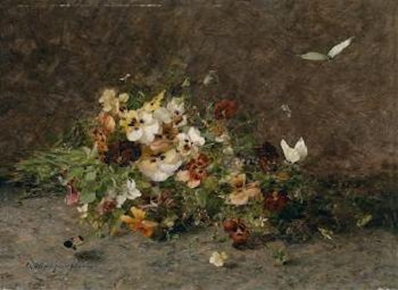 Pansies and butterflies by Olga Wisinger-Florian