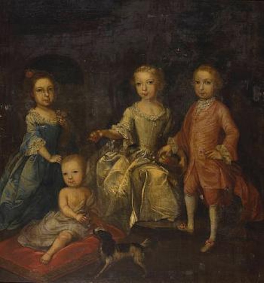 Portrait of Catherine, Francis, Mary and John Enys with a spaniel by Thomas Hudson