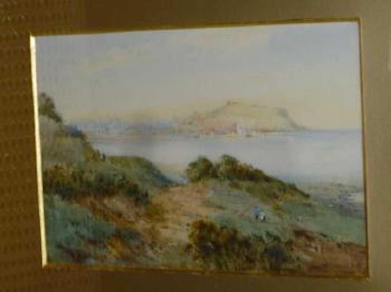 Figures on a coastal path at South Bay, Scarborough by Noel Harry Leaver