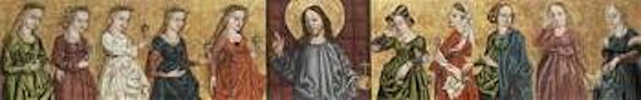 Salvator Mundi flanked by the wise and the foolish virgins by German School