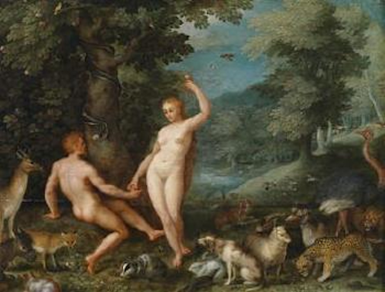 Paradise landscape with Eve tempting Adam by Jan Brueghel the Younger