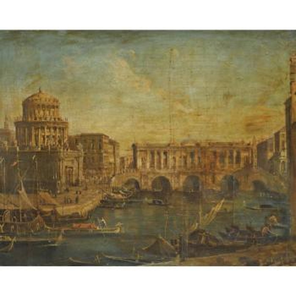 Venice, A Capriccio View Of The Rialto Bridge by Canaletto