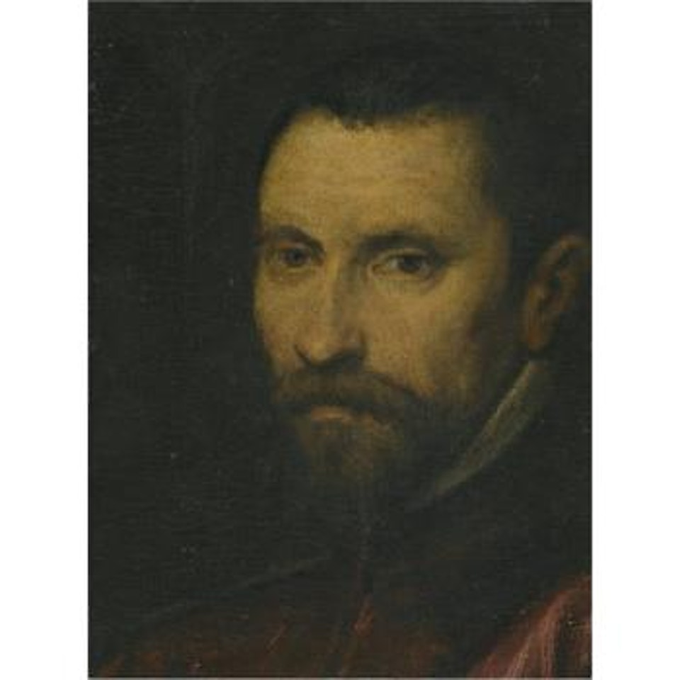 Portrait Of A Man, Head And Shoulders, With A Beard In Red Dress by Venetian School